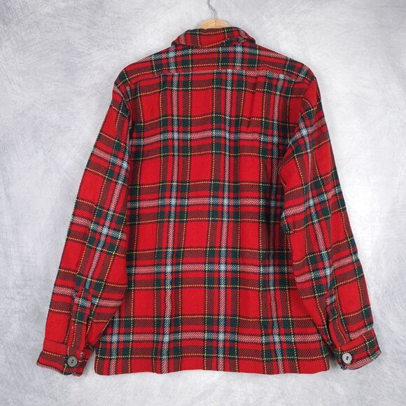Vintage Pendleton Heavy Wool Shirt Jacket Mens Medium Red Tartan Plaid Relaxed - Picture 7 of 16
